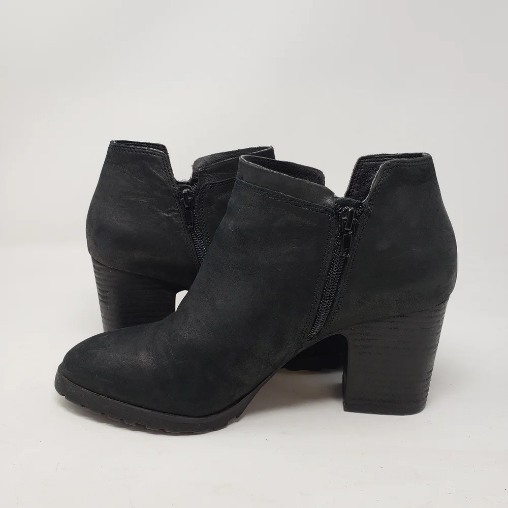 Lucky Brand Noryn Women’s Lug Sole Black Leather Ankle Boots Size 8.5